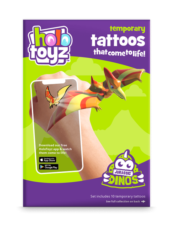 Tatouages Temporaires HoloToyz — Collection Jurassic Dinos · 10 tatouages