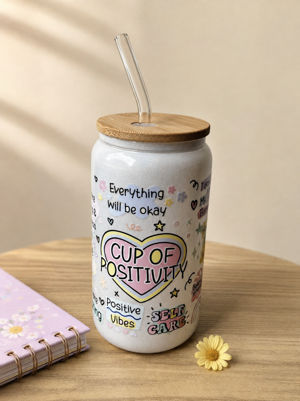 Wit drinkbeker cup of positivity