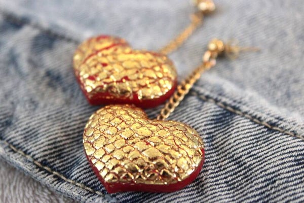 3D harten rood-goud