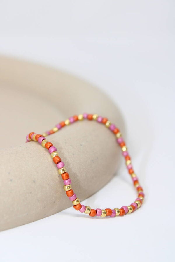 Armband oranje/paars/goud