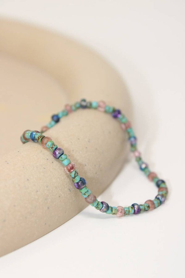Armband groen/paars/zalm