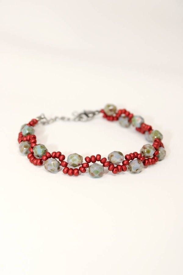 Armband Rood/blauw met aarde tint