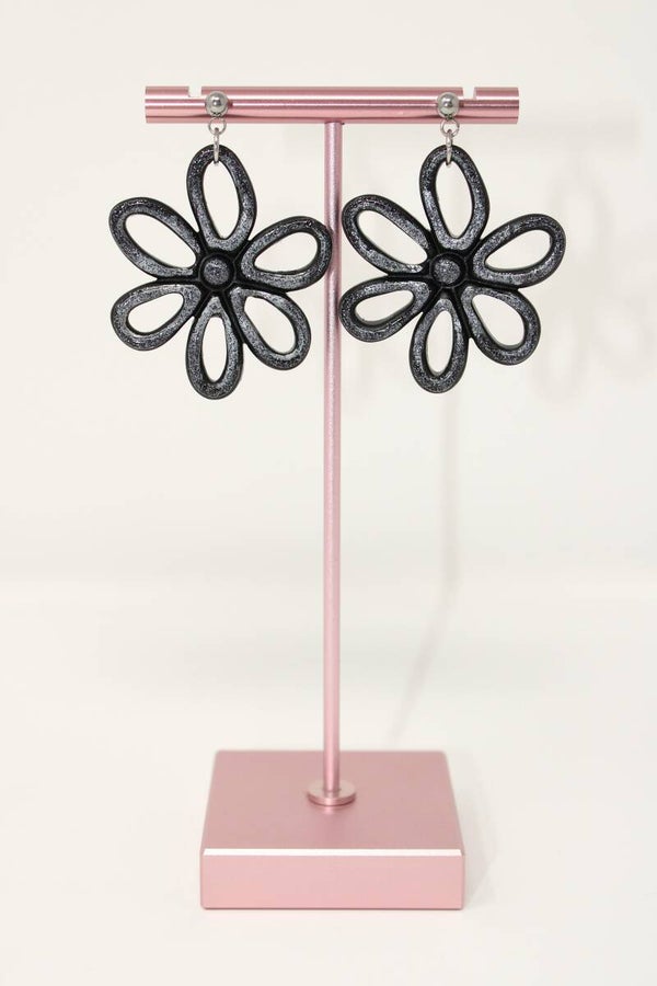 Oorbellen zwarte bloemen