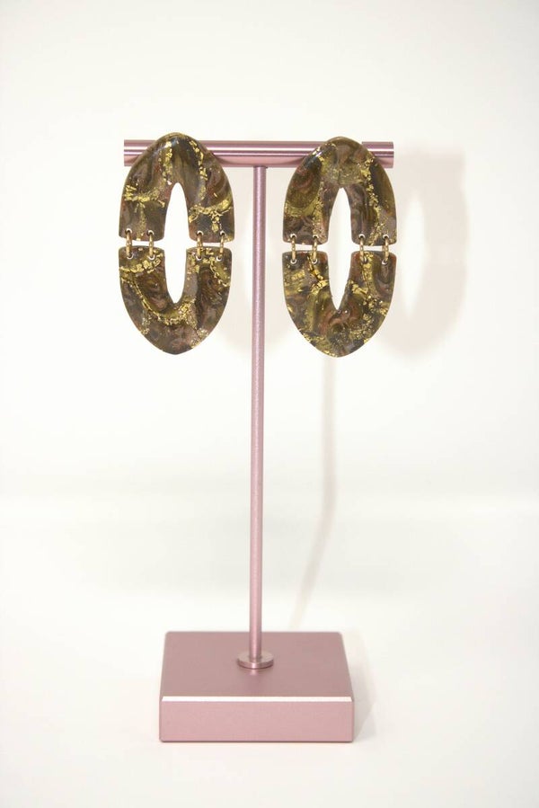 Oorbellen mix bruin/goud