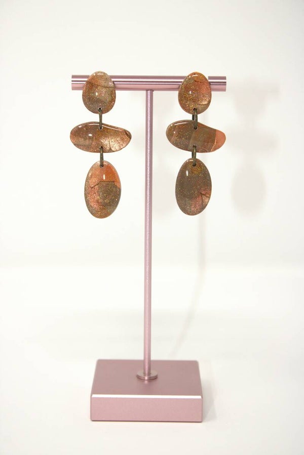 Oorbellen hangers bruin/goud