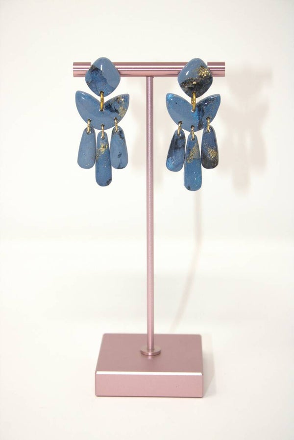 Oorbellen hangers blauw/goud