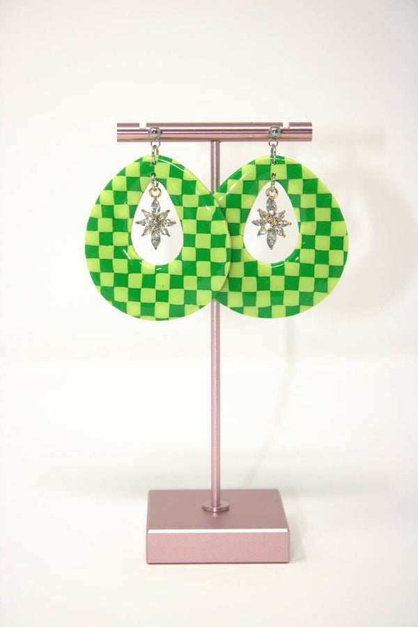 Oorbellen hangers geblokt groen