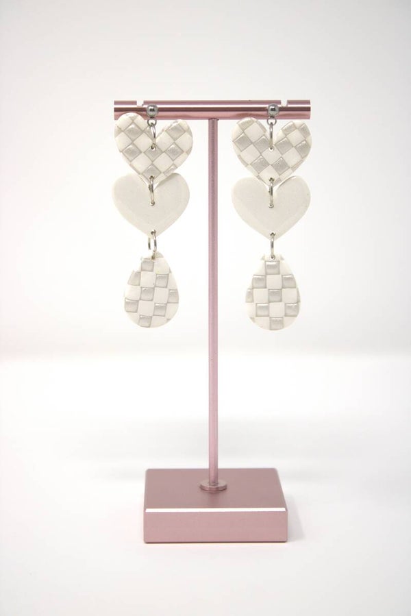 Oorbellen hangers hart wit/zilver