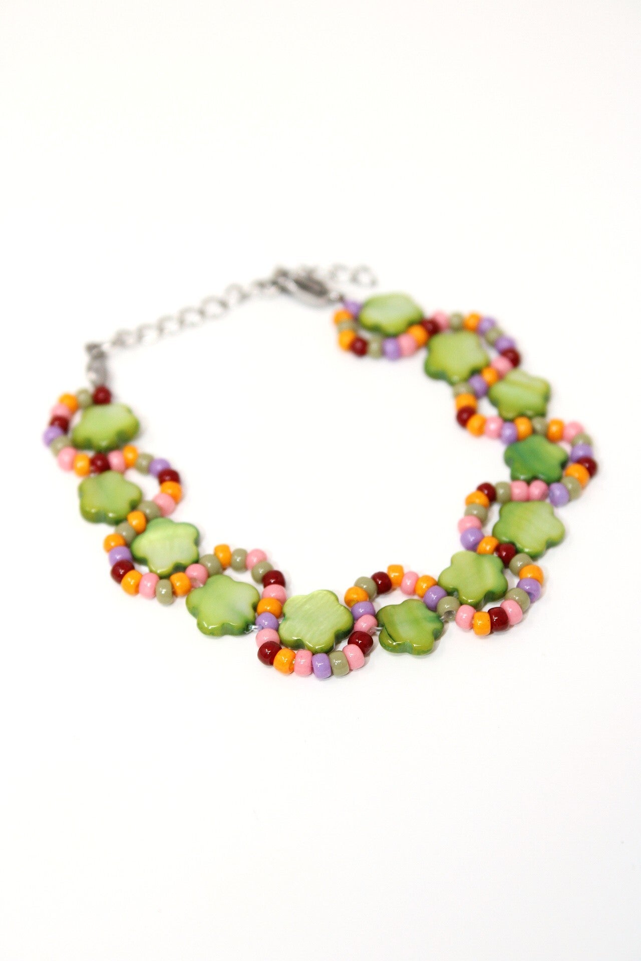 Armband groene bloemen