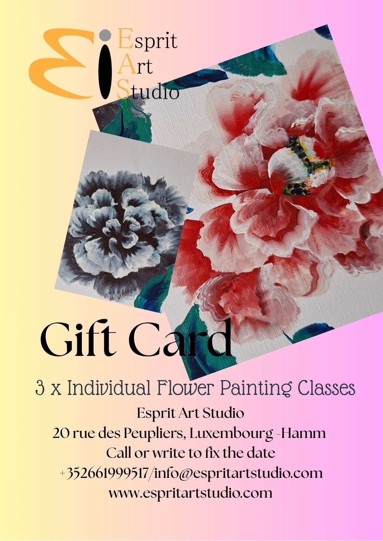GIFT CARD for 3 classes of Flower Painting