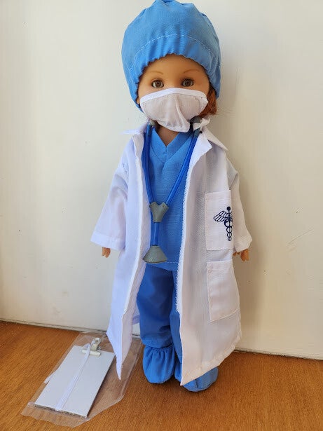 Tenue infirmiere docteur medecin chirurgiène bleu blanche