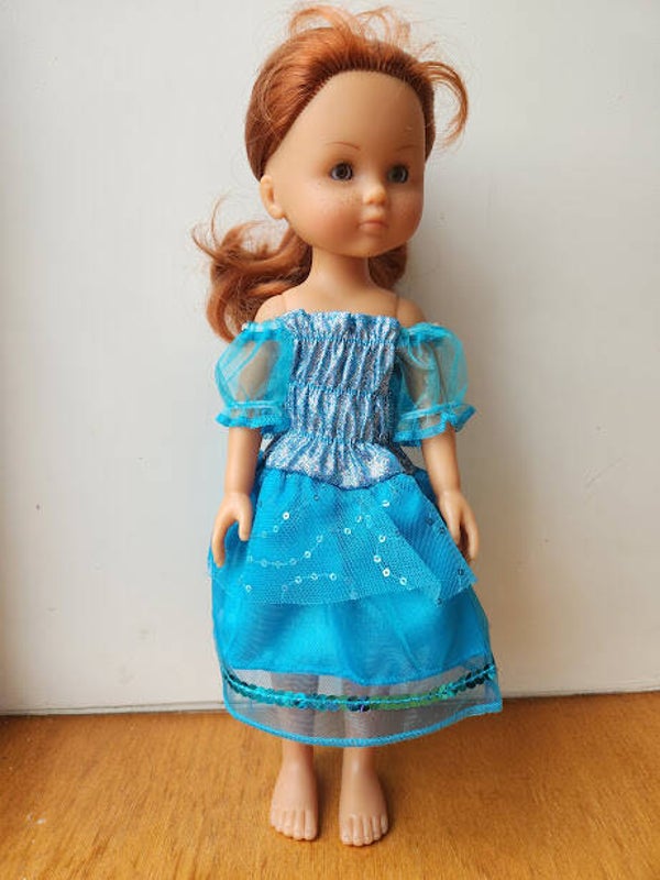 Tenue robe bleu strass lycra bleu turquoise et ses chaussures