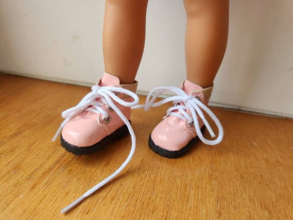 Bottes boots vernies roses 56mm type timberland