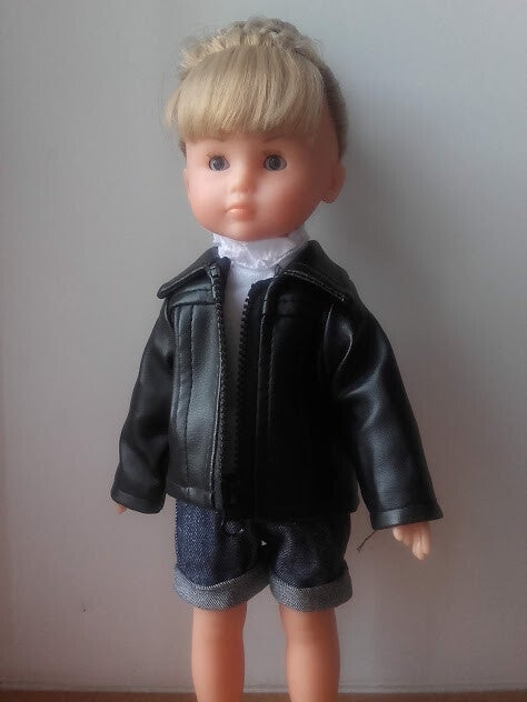 Tenue veste simili cuir noir manteau