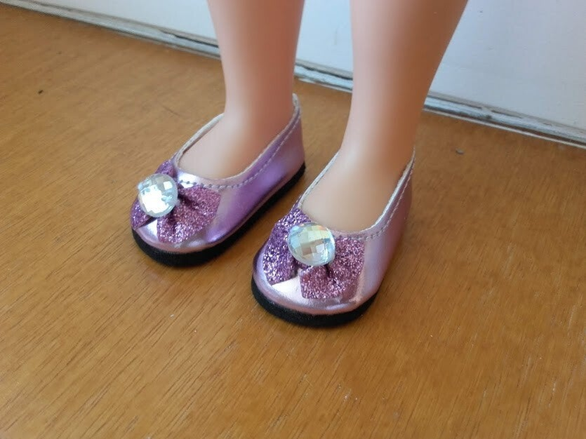 Ballerines violettes metallisées 54mm poupée les chéries corolle paola reina amigas