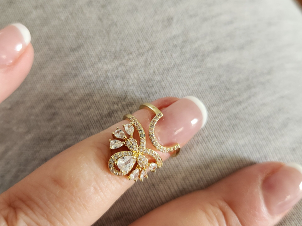 Bague d'ongle ajustable strass zirconium