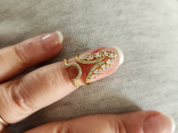 Bague d'ongle ajustable strass zirconium