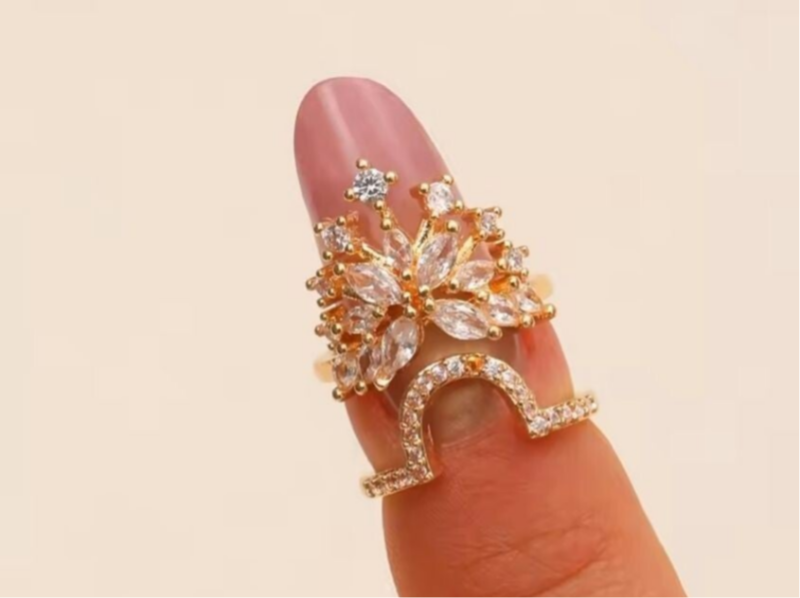 Bague d'ongle ajustable strass zirconium