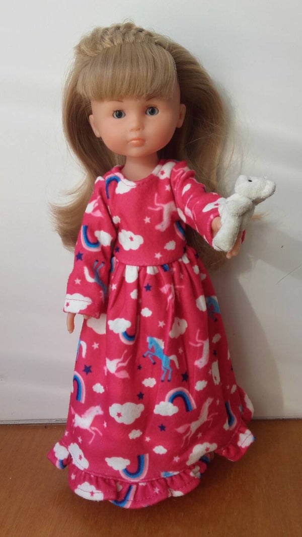 Tenue Chemise de nuit rose imprimée licorne nounours et ses chaussons