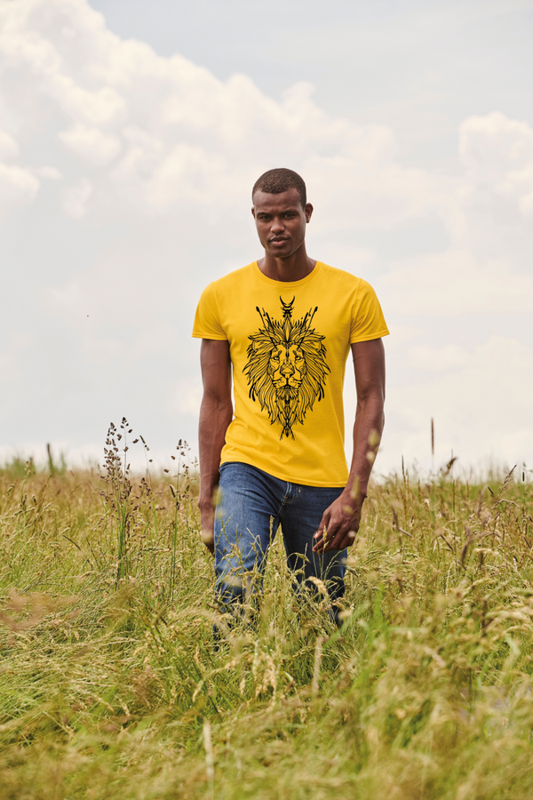 T-shirt jaune Lion art graphique
