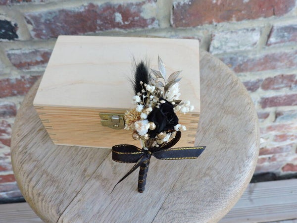 Boutonnière marié et témoin ELEGANCE en fleurs séchées et stabilisées