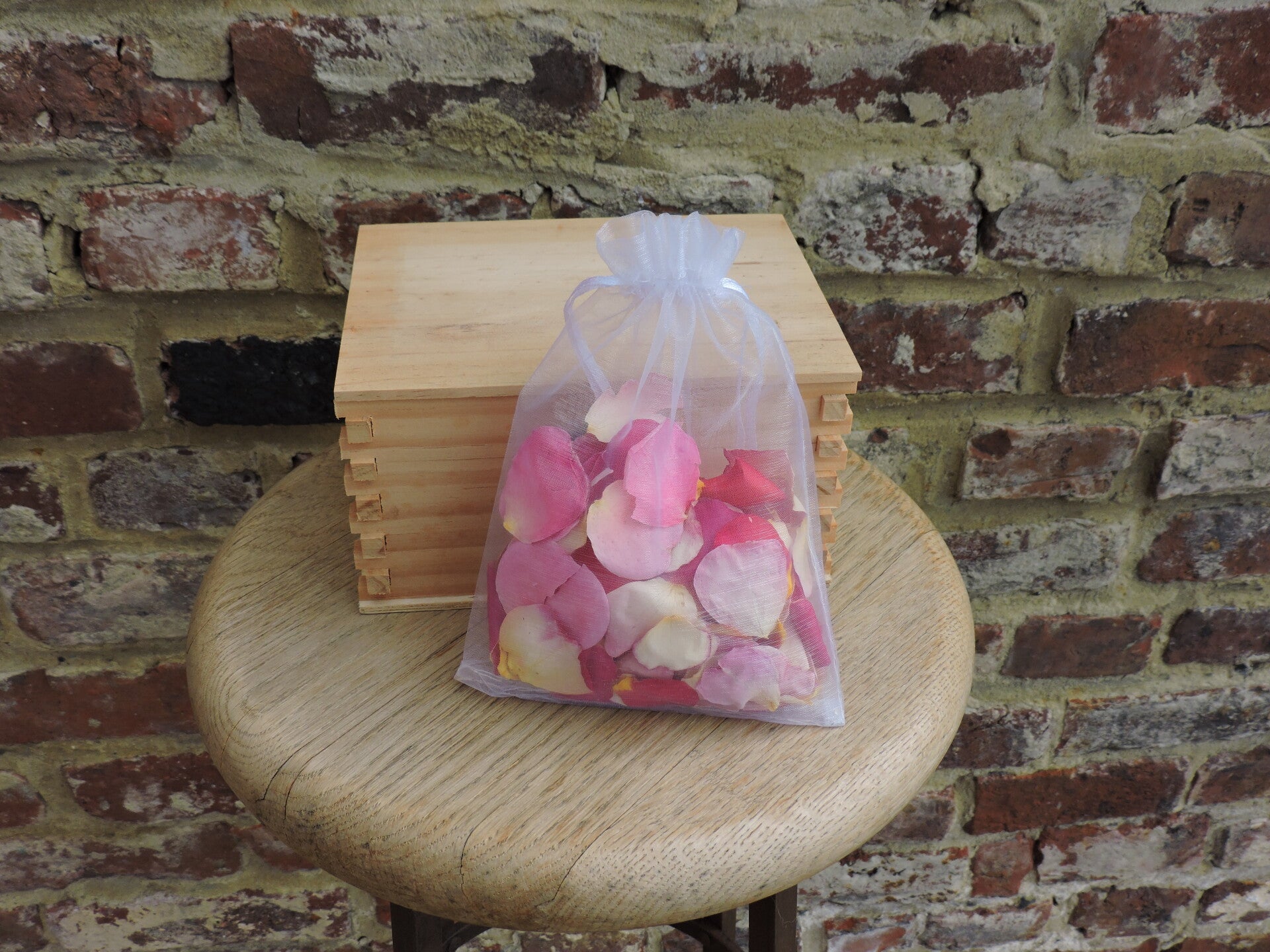 Sachet de Pétales de Roses Séchées du Jardin sac en Organza