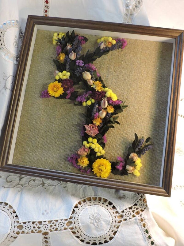 Cadre Botanique Personnalisé – Initiales en Fleurs Séchées - Cadeau à offrir