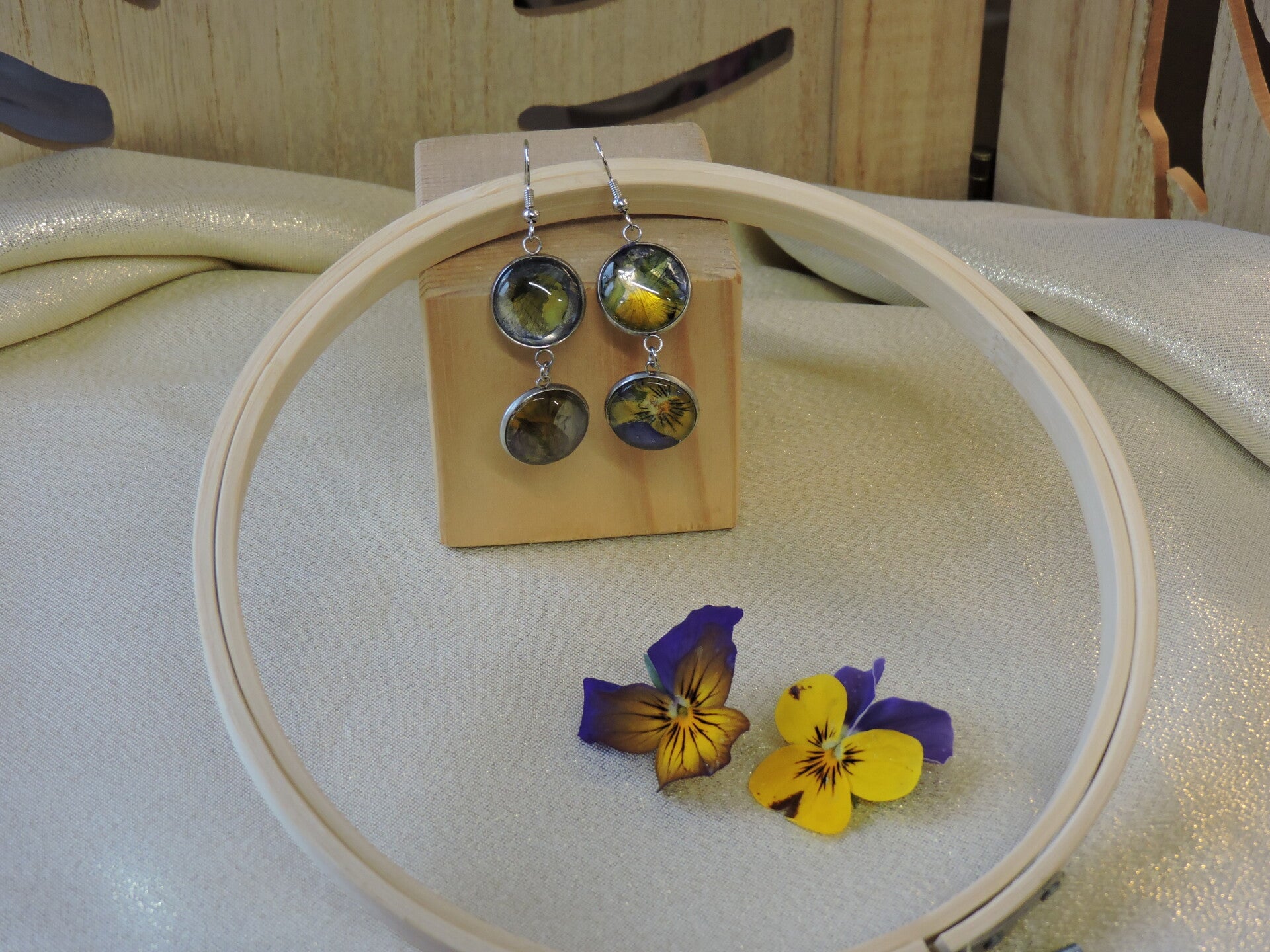Boucles d'Oreilles Double Dômes - Collection « Douces Pensées »