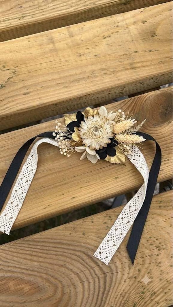 Bracelet Ruban Mariage & Demoiselle d'Honneur en Fleurs Séchées