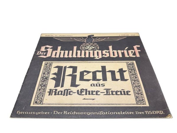 Origineel NSDAP Scholingsheft 'Der Schulungsbrief' (1939) – Recht aus Rasse, Ehre, Treue