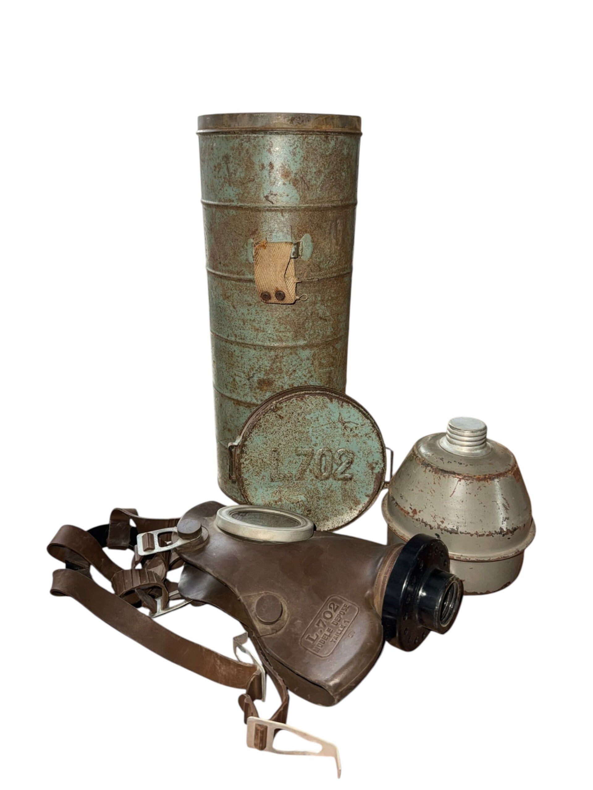 Belgisch Civiel Gasmasker L.702 met Bus en Filter
