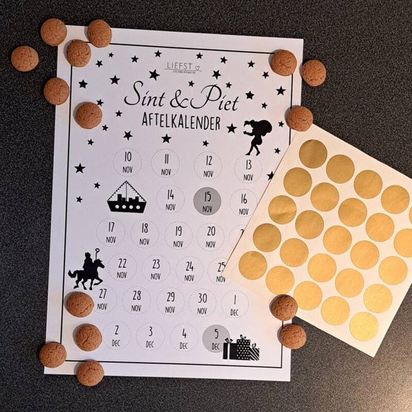 Aftelkalender met stickervel | Liefst