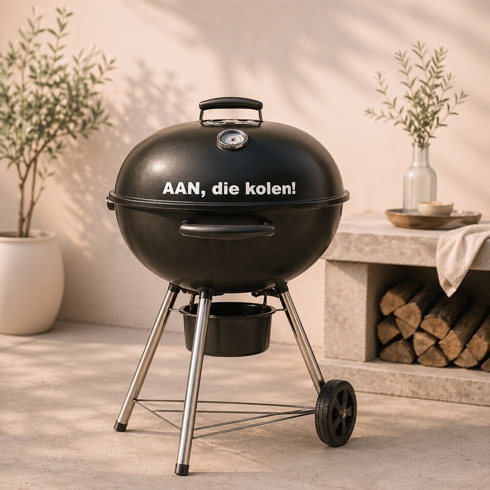 Aan, die kolen! | bbq sticker wit | zwart 🔥 | Liefst