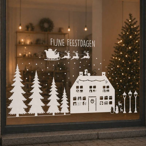 Aanvulling raamsticker LIEFST huisjes kerst