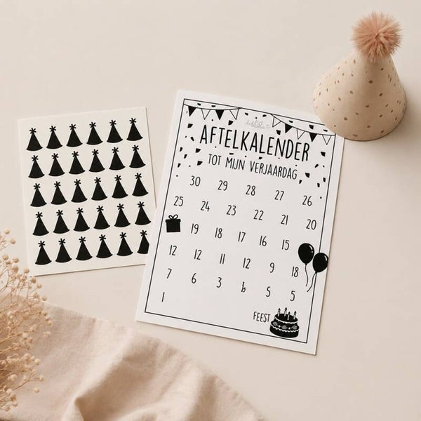 Aftelkalender Verjaardag met Stickervel 🎈🎁 🥰 | LIEFST.COM
