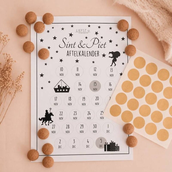 Aftelkalender Sinterklaas met stickervel 🎁🥰 | LIEFST.com