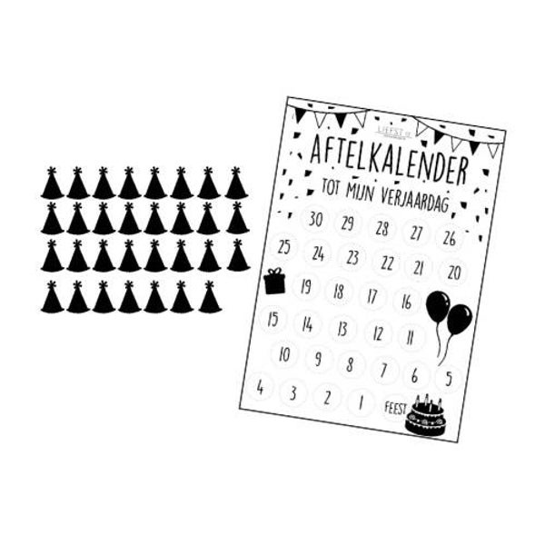 Aftelkalender verjaardag met stickers