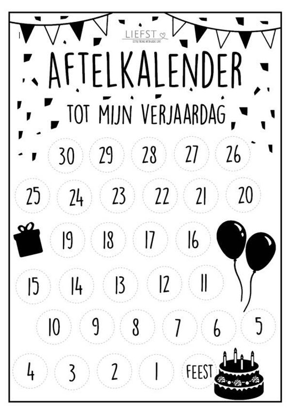 Aftelkalender verjaardag (digitaal)