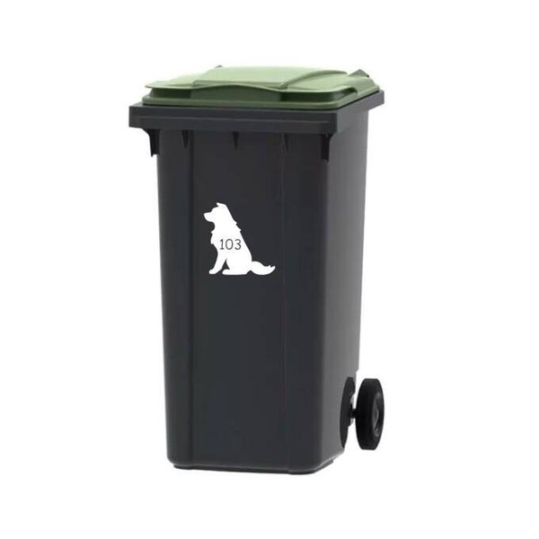 Vuilnisbak sticker | kliko sticker | container sticker |  Border Collie