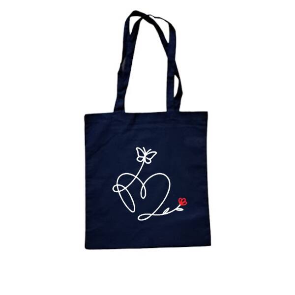 Katoenen tas - Hart met bloem LIEFST.COM