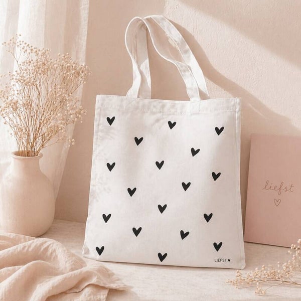 Katoenen tas - hartjes LIEFST.COM