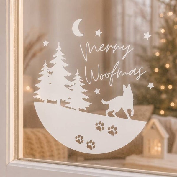 Raamsticker Merry Woofmas (meerdere varianten)