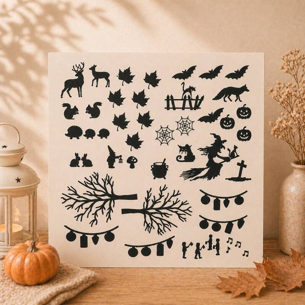 Aanvulling raamstickers LIEFST huisjes - Halloween / Sint Maarten / herfst