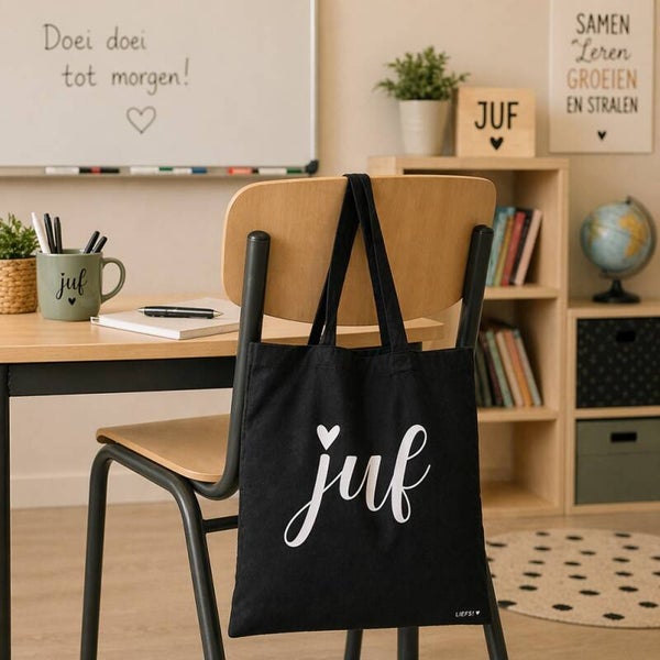 Katoenen tas - juf LIEFST.COM