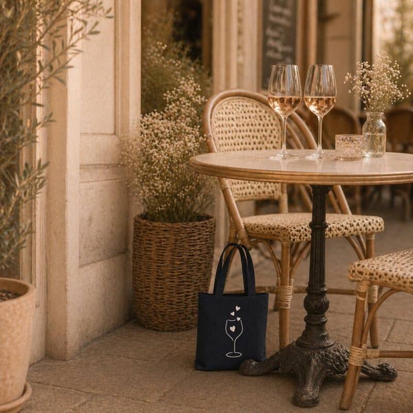 Katoenen tas - wijnglas hartjes LIEFST.COM