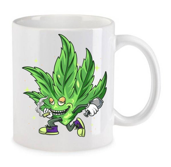 Tasse Weed Cannabis Psychodelic Weiß mit Druck (Siehe Foto) TFBW1