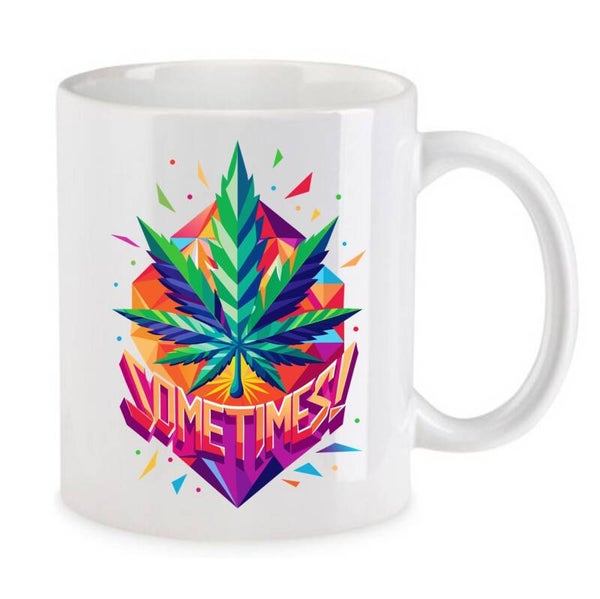 Tasse Weed Cannabis Psychodelic Weiß mit Druck (Siehe Foto) TFBW100