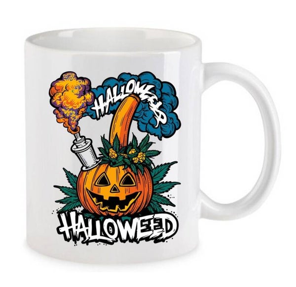 Tasse Weed Cannabis Psychodelic Weiß mit Druck (Siehe Foto) TFBW1000