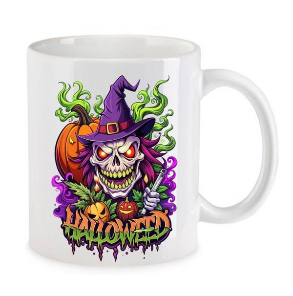 Tasse Weed Cannabis Psychodelic Weiß mit Druck (Siehe Foto) TFBW1001