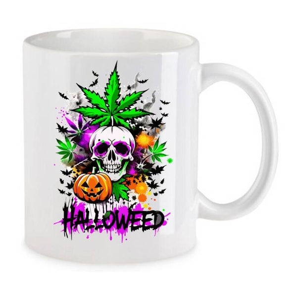 Tasse Weed Cannabis Psychodelic Weiß mit Druck (Siehe Foto) TFBW1002